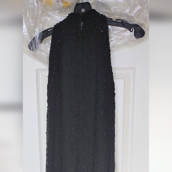 NEW NEVER WORN Adriana Papell black beaded evening gown size 6 length 60"!! - Picture 9 of 10